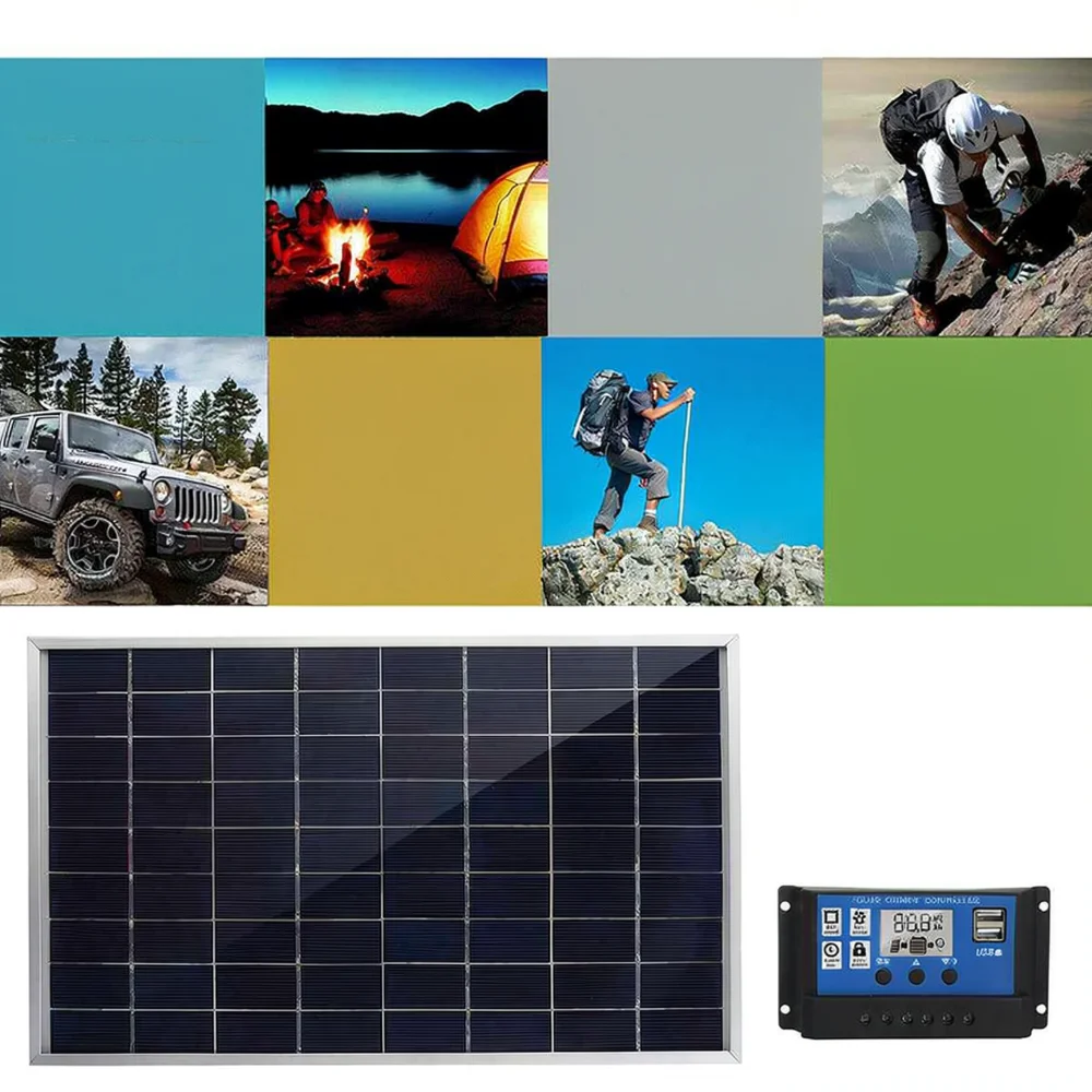 For Minghuichuang Solar Panel Kit 10W With Controller 12V 18V Charger 3M Clip Cable For Outdoor Battery Charging
