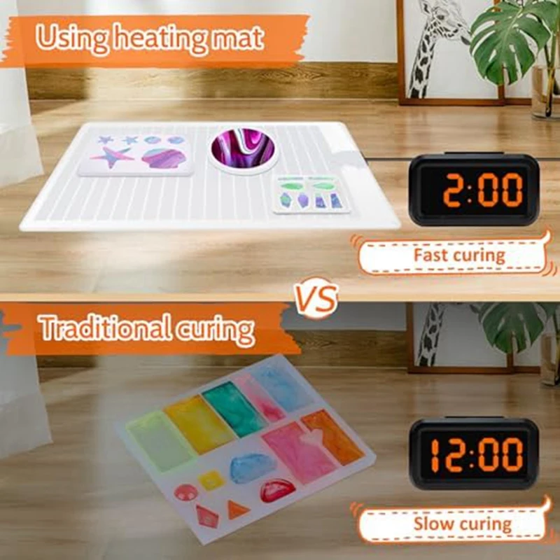 Resin Heating Pad Resin Heating Pad Silica Gel Silicone Pad Mold With Timer Cover, Suitable For Beginners US Plug