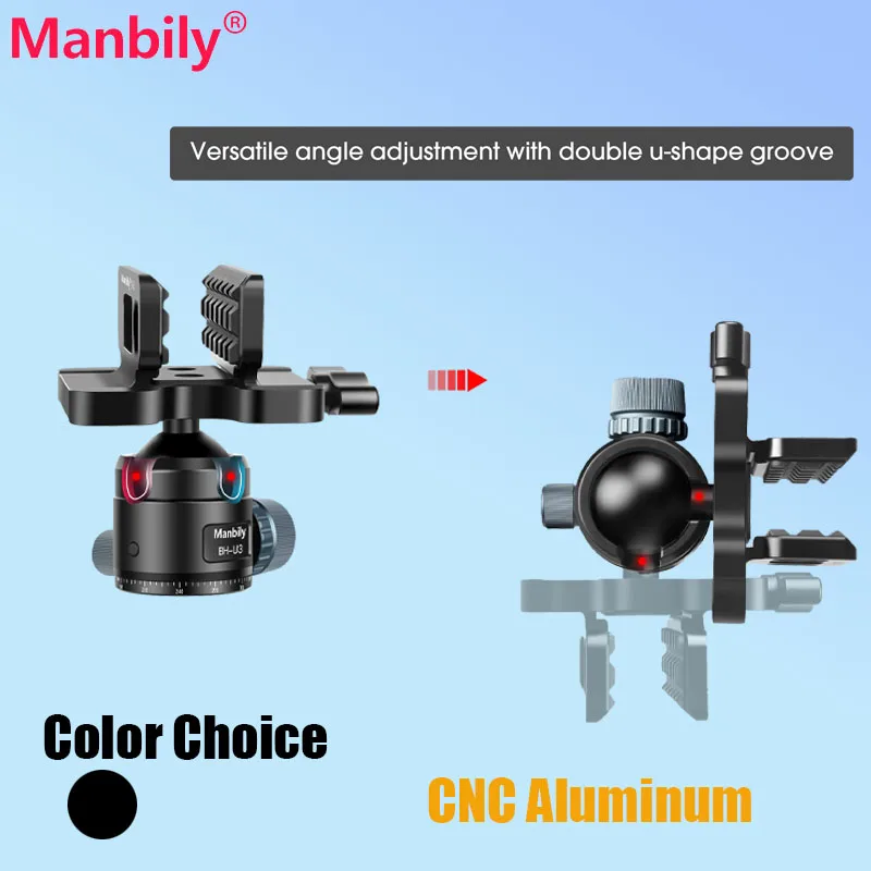 

Manbily BH-U3 Professional Tripod Ball Head 360° Rotation Panoramic 3/8" Srew Adapters Max Load 44lbs for Hunting Tripod