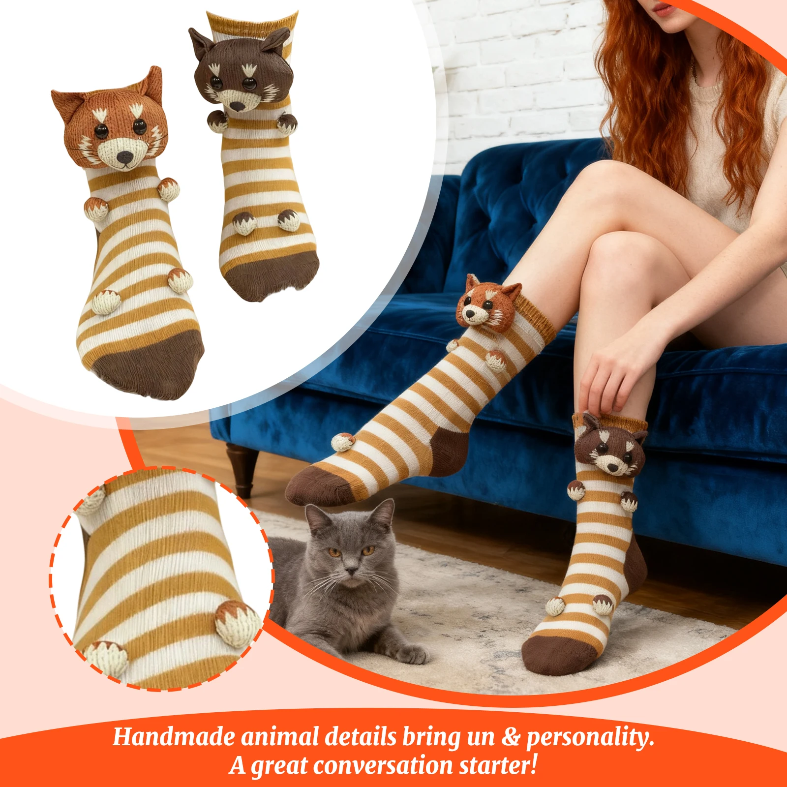 

Women's Stockings Long Cotton Socks Christmas Cute Animals Knitted Floor Socks Warm Socks Sleeping Home Socks Snow Stockings