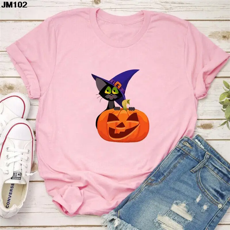 Halloween New Women's Pumpkin Printed T-shirt Fashion Streetwear Female Clothing Tshirt Harajuku Short-sleeved Top Woman T Shirt