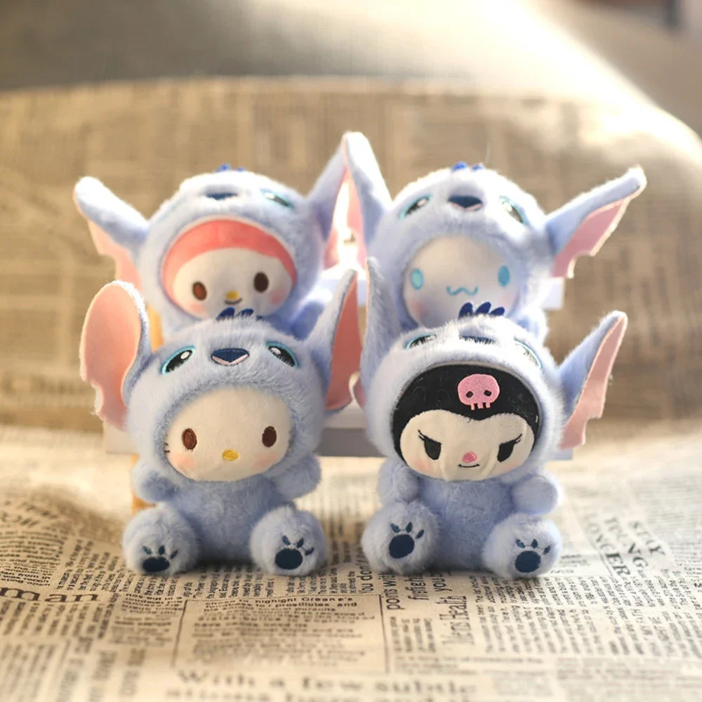 

Sanrio Kuromi Toys Keychian Anime Stitch Pajama Series Handbag Pendant Sweet Hello Kitty Car Keyring Girl Birthday Gift