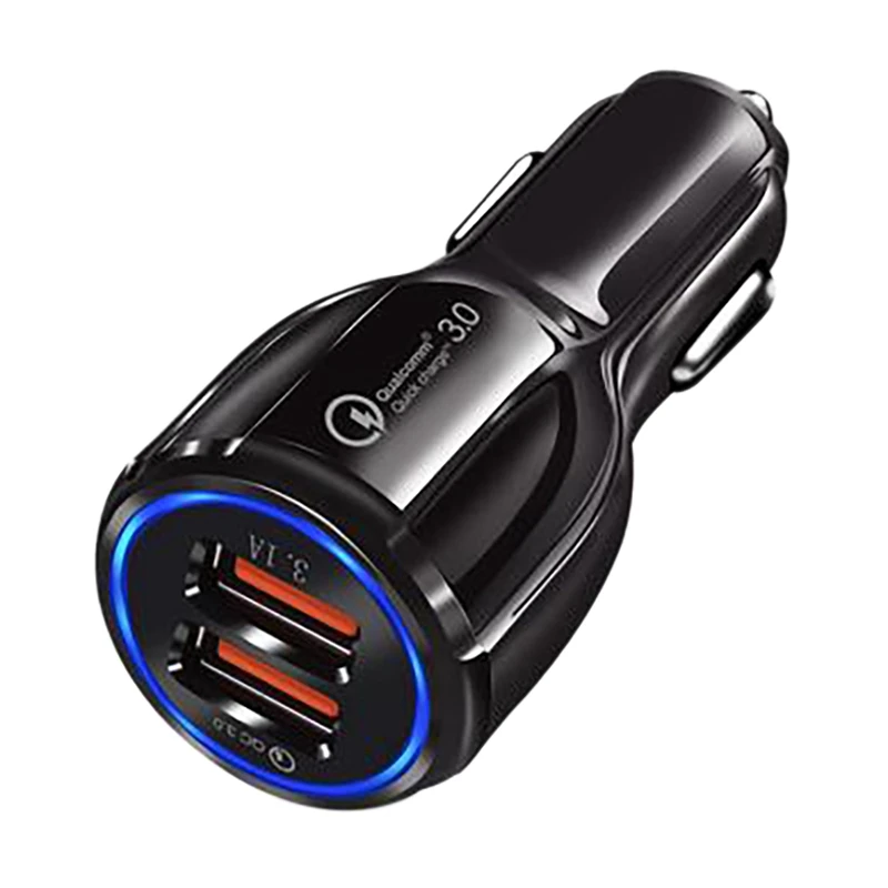 Car Charger Bowling Ball 6A Fast Charge Halo Car Charger Multi-Function Dual USB Car Charger-Black