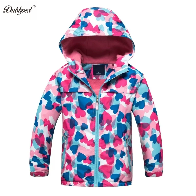 Dubbped New Fashion Spring  Autumn Jackets Rian Girls Coat Waterproof Windproof Windbreaker  Hooded Kids Clothes 3-12Y