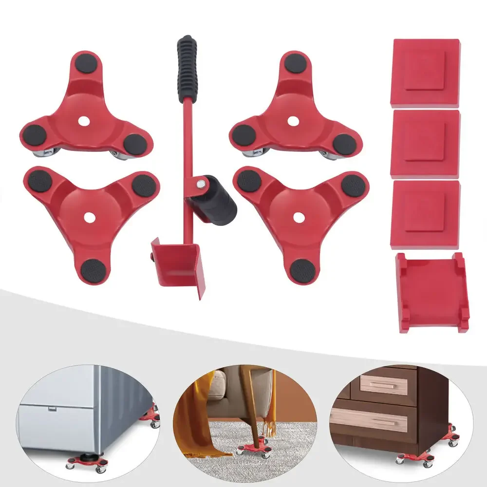 4Pcs Moving Tri-Dolly Set & Lifter – 12 Wheels Heavy Duty Furniture Mover