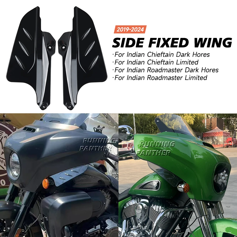 

For Indian Chieftain Roadmaster Dark Horse Limited 2019-2024 2023 Front Side Fairings Air Deflector Front Side Fixde Wing Kit