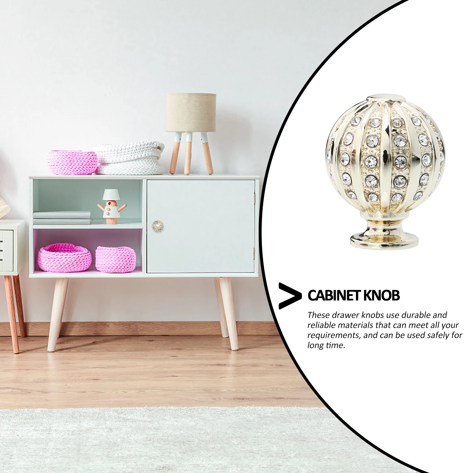 

Crystal Diamond Golden Ball Cabinet Knob Drawer Handle Wardrobe Pull Cupboard Door Single Hole Durable Elegant Hardware Fittings