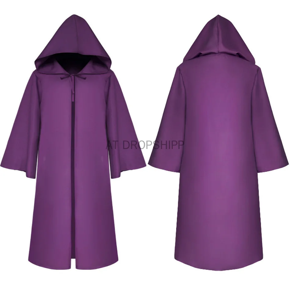 Bata Medieval con capucha para niños y adultos, traje de Cosplay de monje y sacerdote para Halloween, capa blanca y negra, Túnica de mago