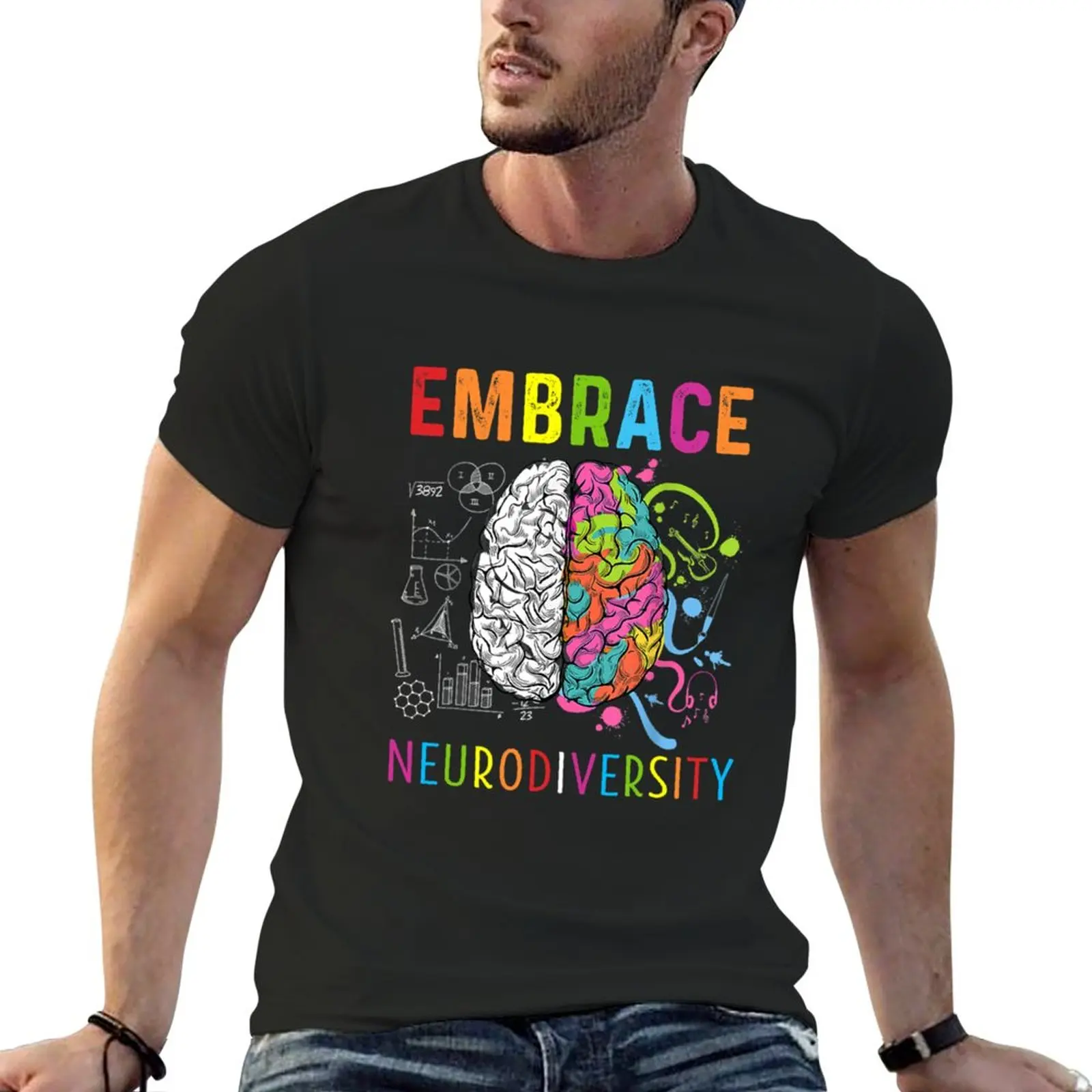 

New Embrace Neurodiversity Brain Embrace ADHD Autism ASD T-Shirt graphic t shirts Blouse aesthetic clothes men clothings