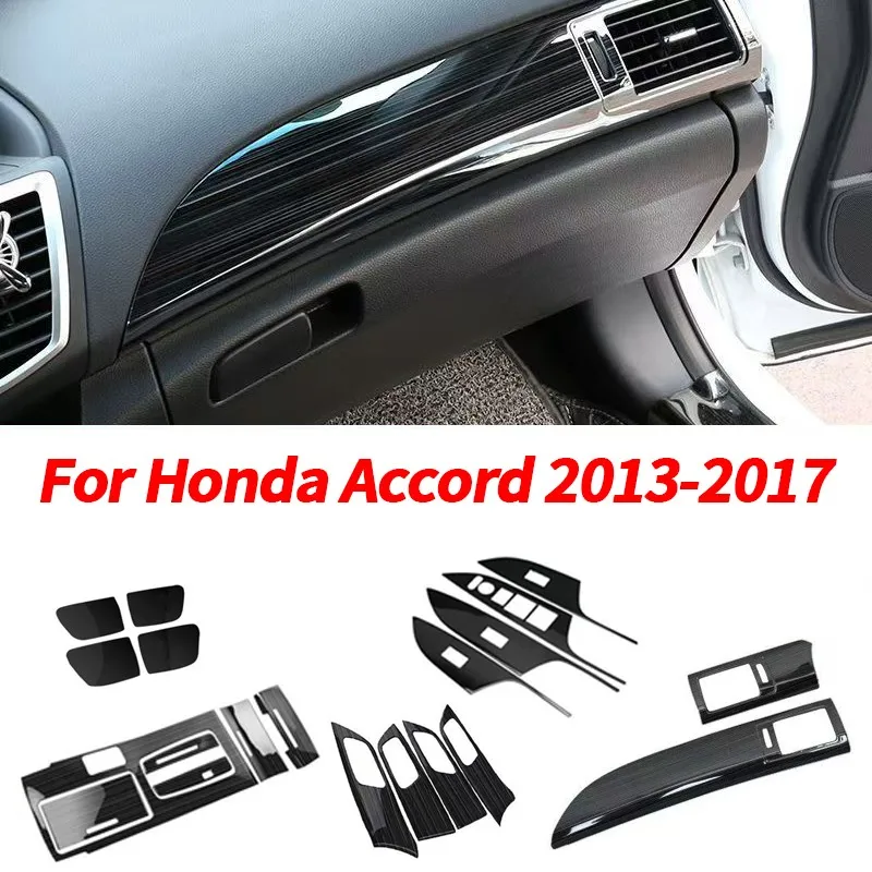 

Стальная матовая черная оконная панель переключения передач, накладка для Honda Accord 2013-17