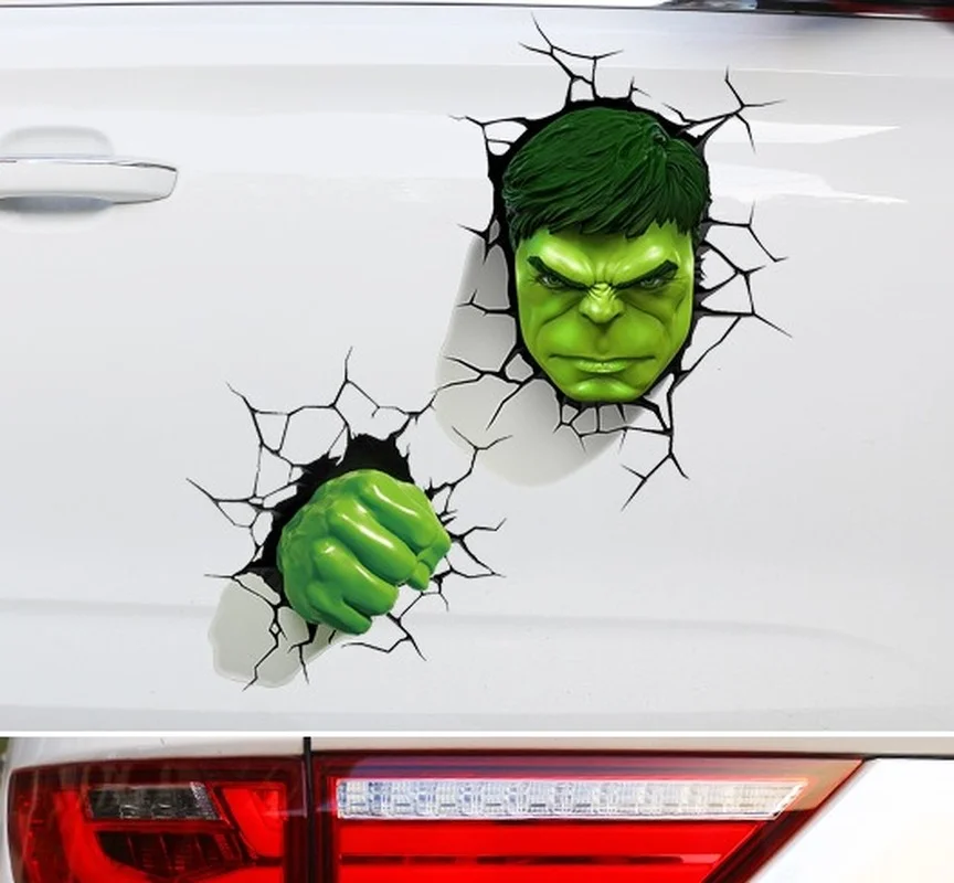 Disney The Avengers Hulk Car Sticker Home Decoration Wall Stick  Suitcase Sticke Cartoon Spiderman Anime Figure Auto Stickers