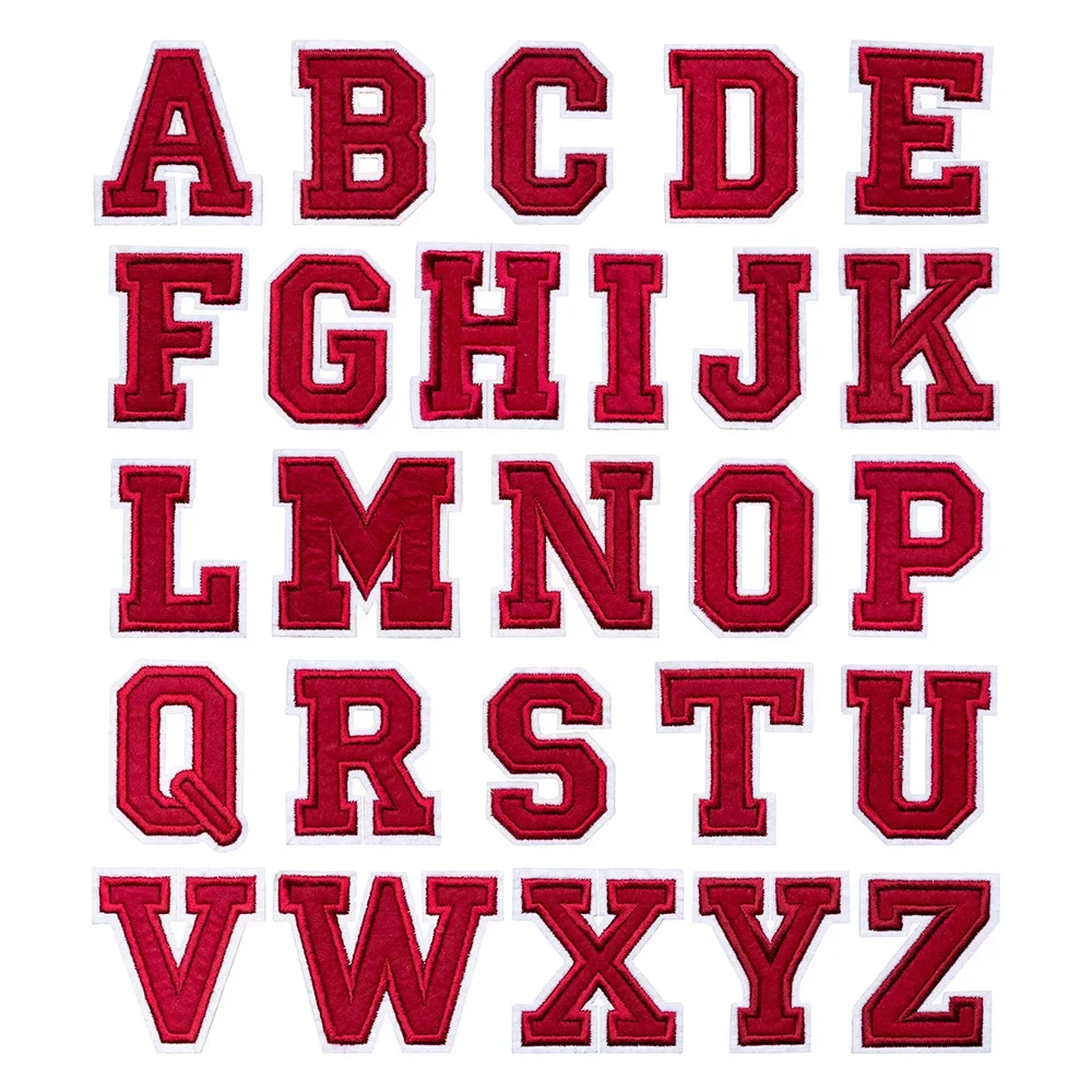 Red White Edge 26 Letters Computer Embroidery Patch Car Decoration Accessories