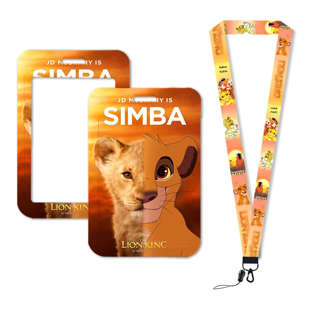 De Lion King Simba Disney Nekkoord Lanyard Film Jongens Card Cover Cartoon Badge Houder Id-kaart Studenten Hang Touw Cadeau