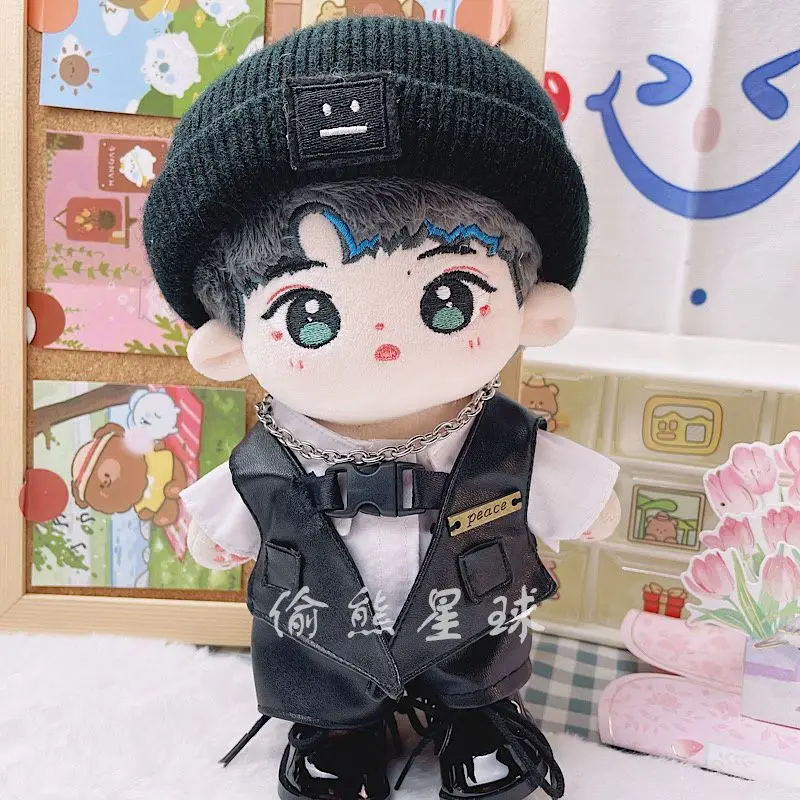 20CM Idol Doll Replaceable Clothes Concert Costumes Vest Leather Pants Plush Dolls Accessories Jungkook Jimin NCT Gifts