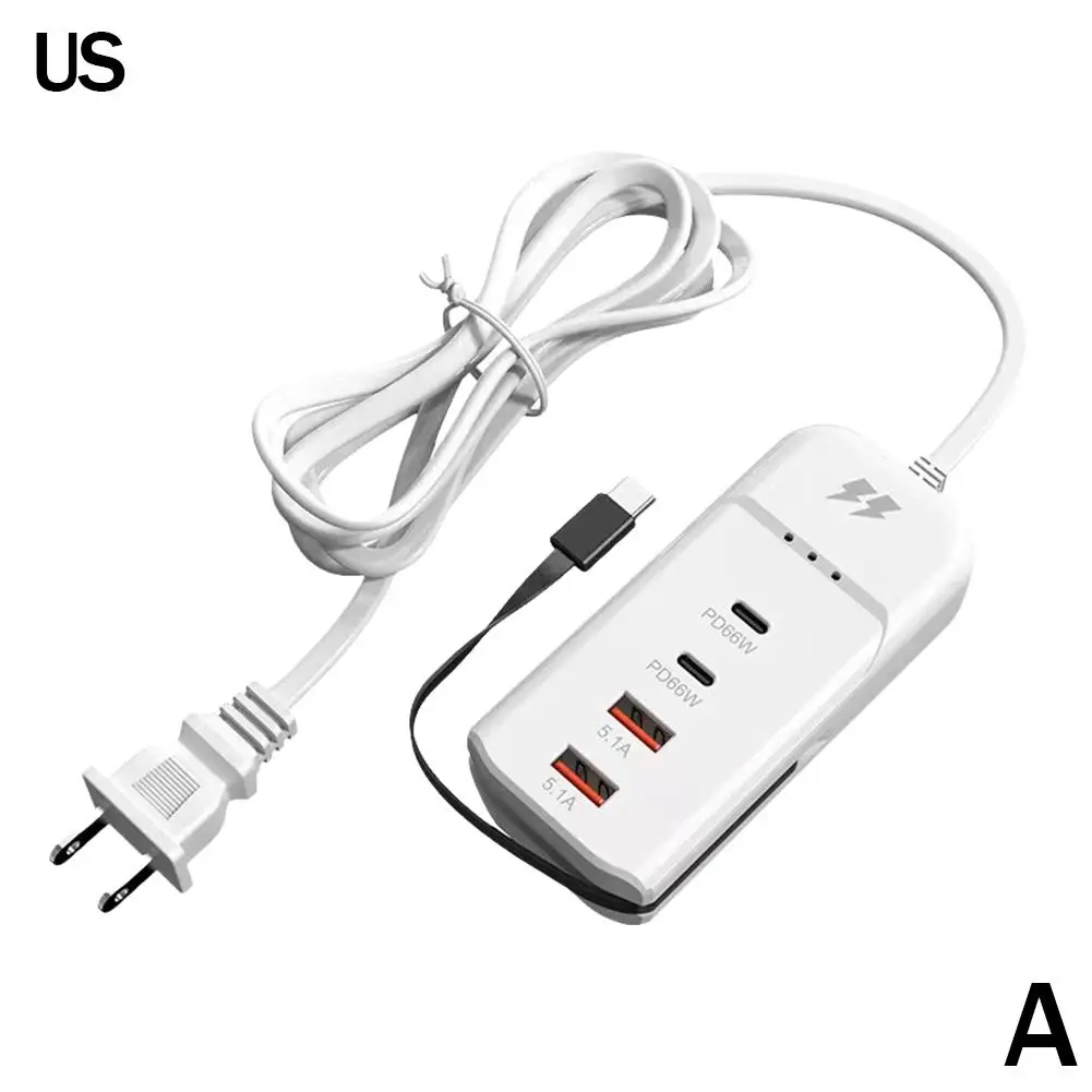 Muti 4 Ports Usb Charger Pd 66w Fast Charging For Mobile Phone Travel Power Socket Wall Adapter With Type C C Q3x1