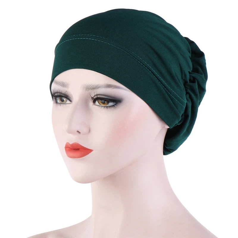 2023 New Women Simple Turban Hat Muslim Solid Color Cap Women Soft Comfortable Caps Islamic Hat For Female