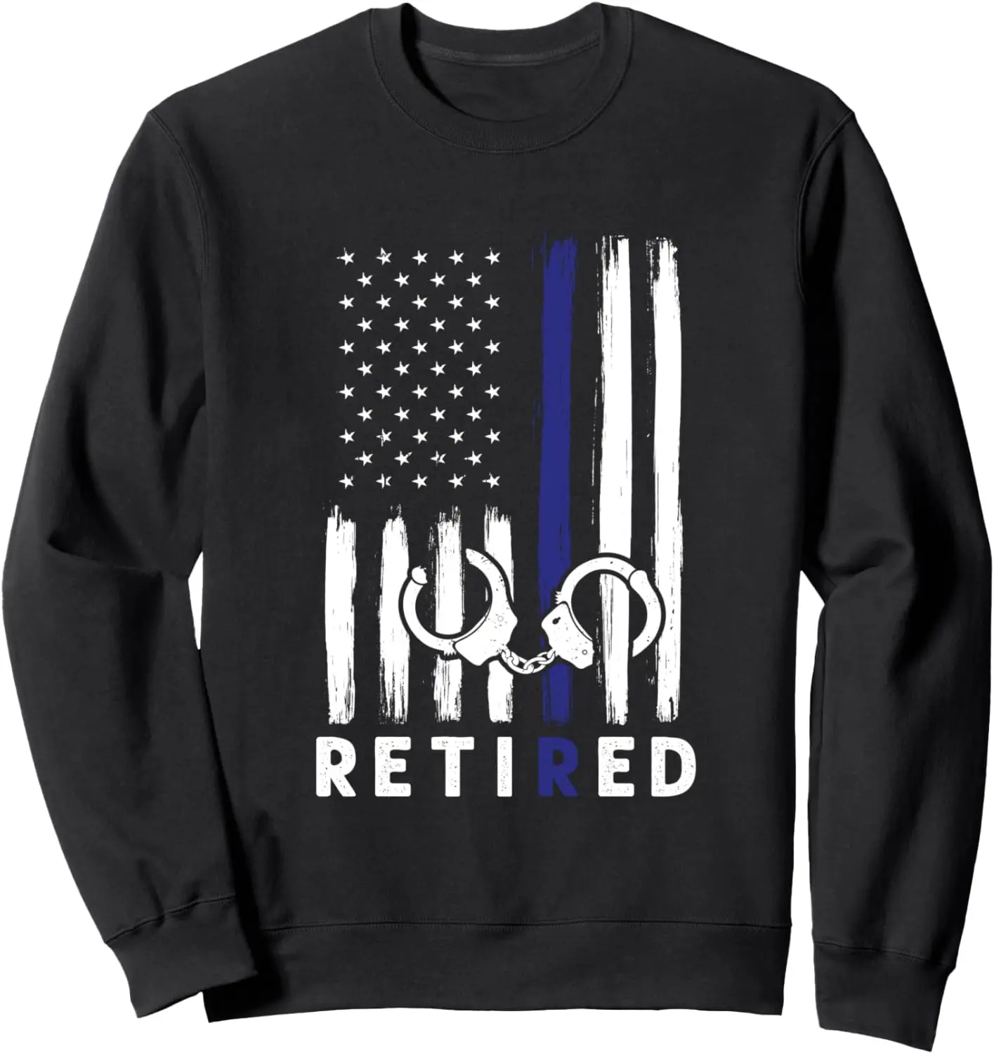 Retired Police Officer, Blue Line Flag Retirement Sweatshirt