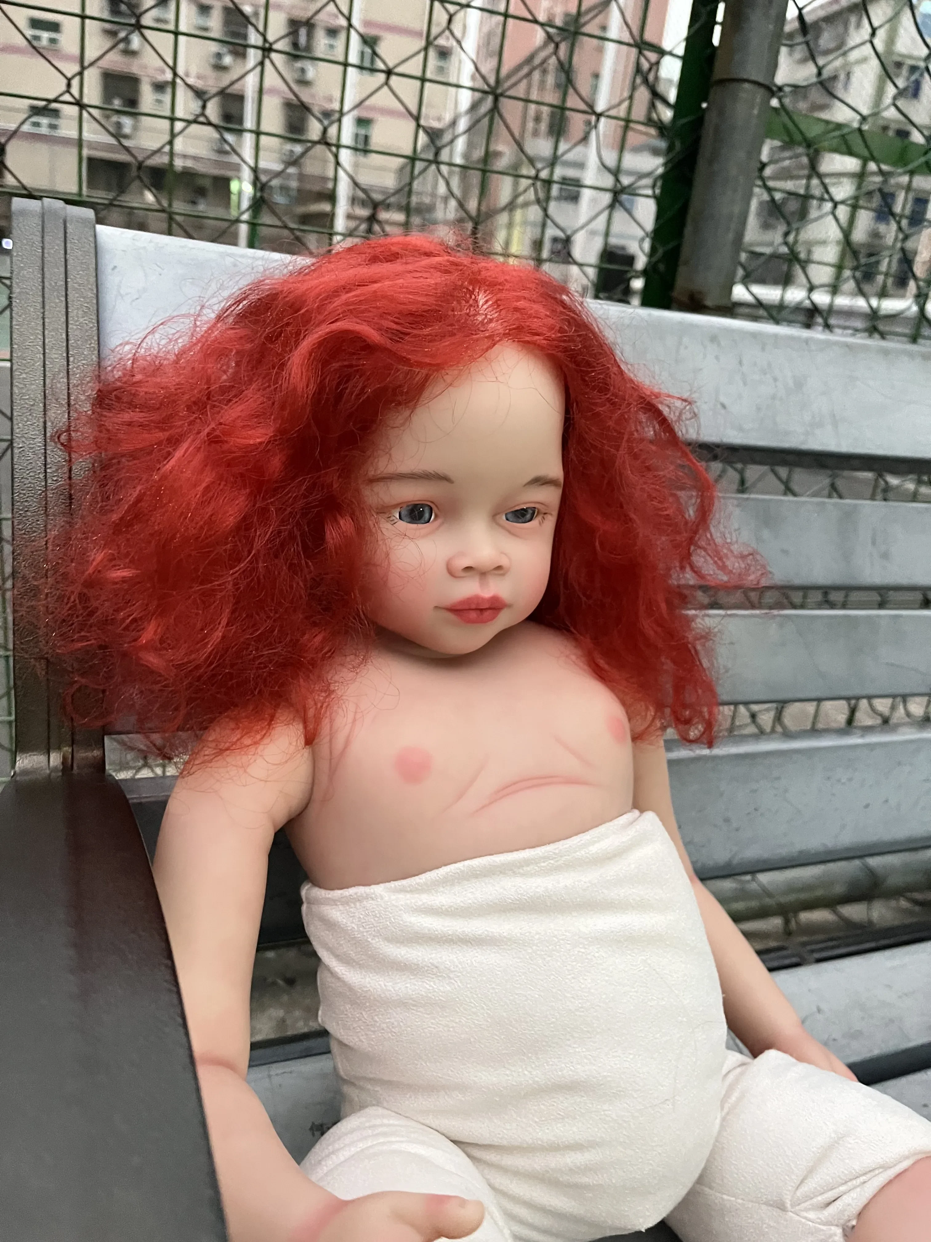 DLS Fornitura limitata personalizzata da 32 pollici Reborn Baby Doll Meili con kit dipinto di capelli rossi radicati a mano Parte fai da te Regalo di Natale