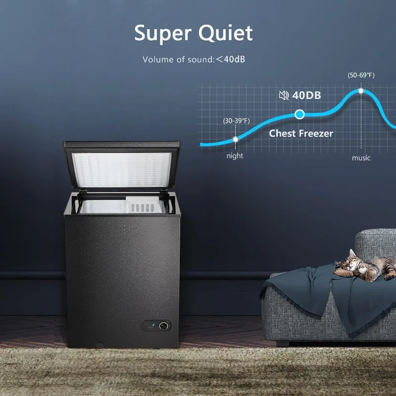 R.W.FLAME Нагрудная морозильная камера на 3,5 кубических футах с 2 съемными корзинами и сливом для разморозки воды, глубокая морозильная камера, регулируемая температура