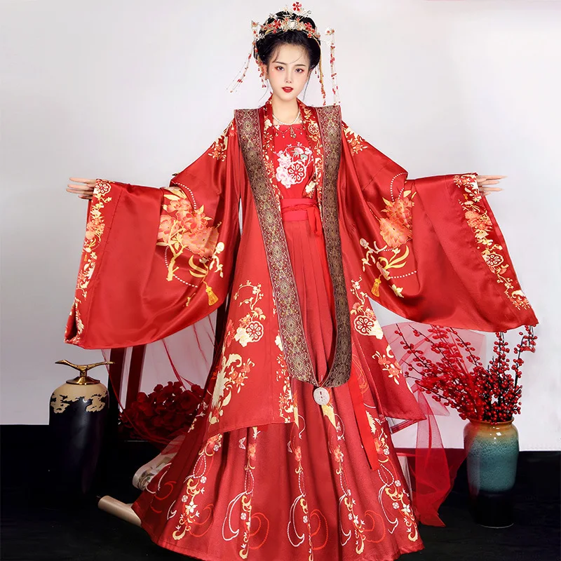 

Солнечная старинная одежда Hanfu Женская одежда с новым годом женская свадебная одежда