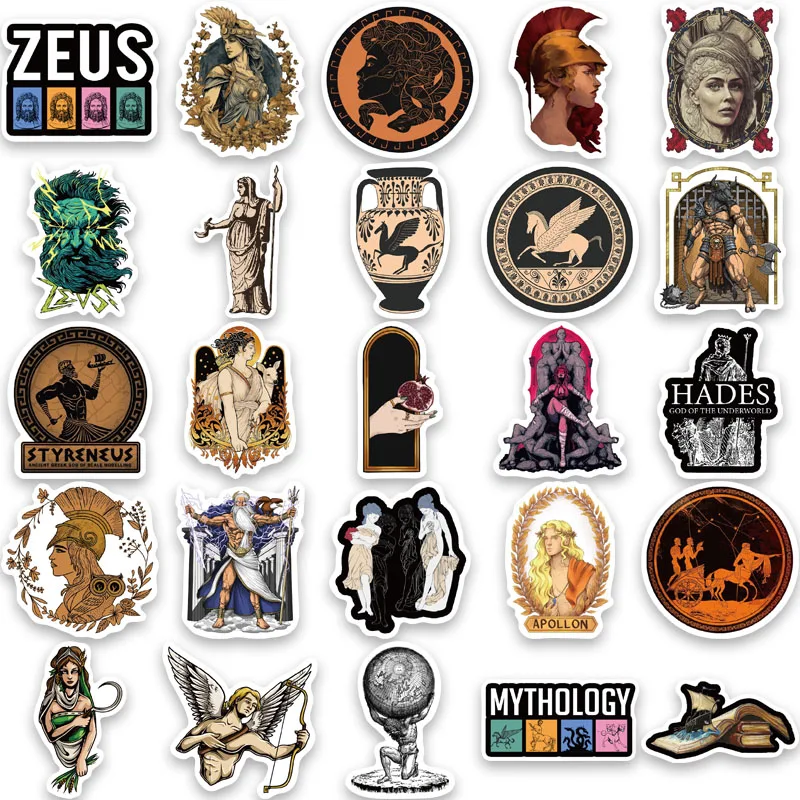 50Pcs Greek Mythology Aesthetics Stickers Vinyl Waterproof Stickers for Water Bottle Laptop Phone Skateboard Kids Toy Gifts