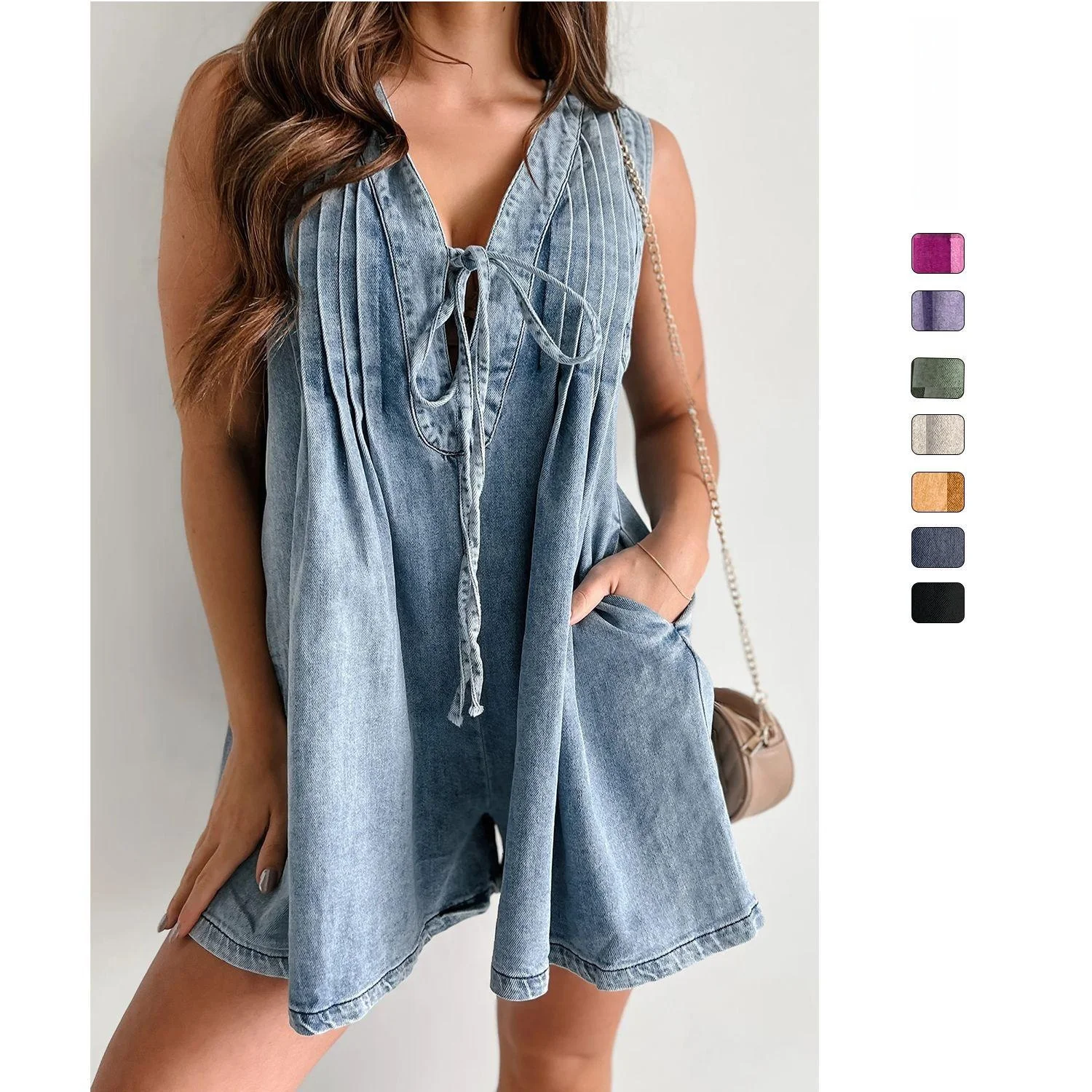 

Street Sle ort Sve ort Jeans Комбинезон с низкой талией, длинные брюки, новинка лета 2024, женский модный комбинезон/комбинезон