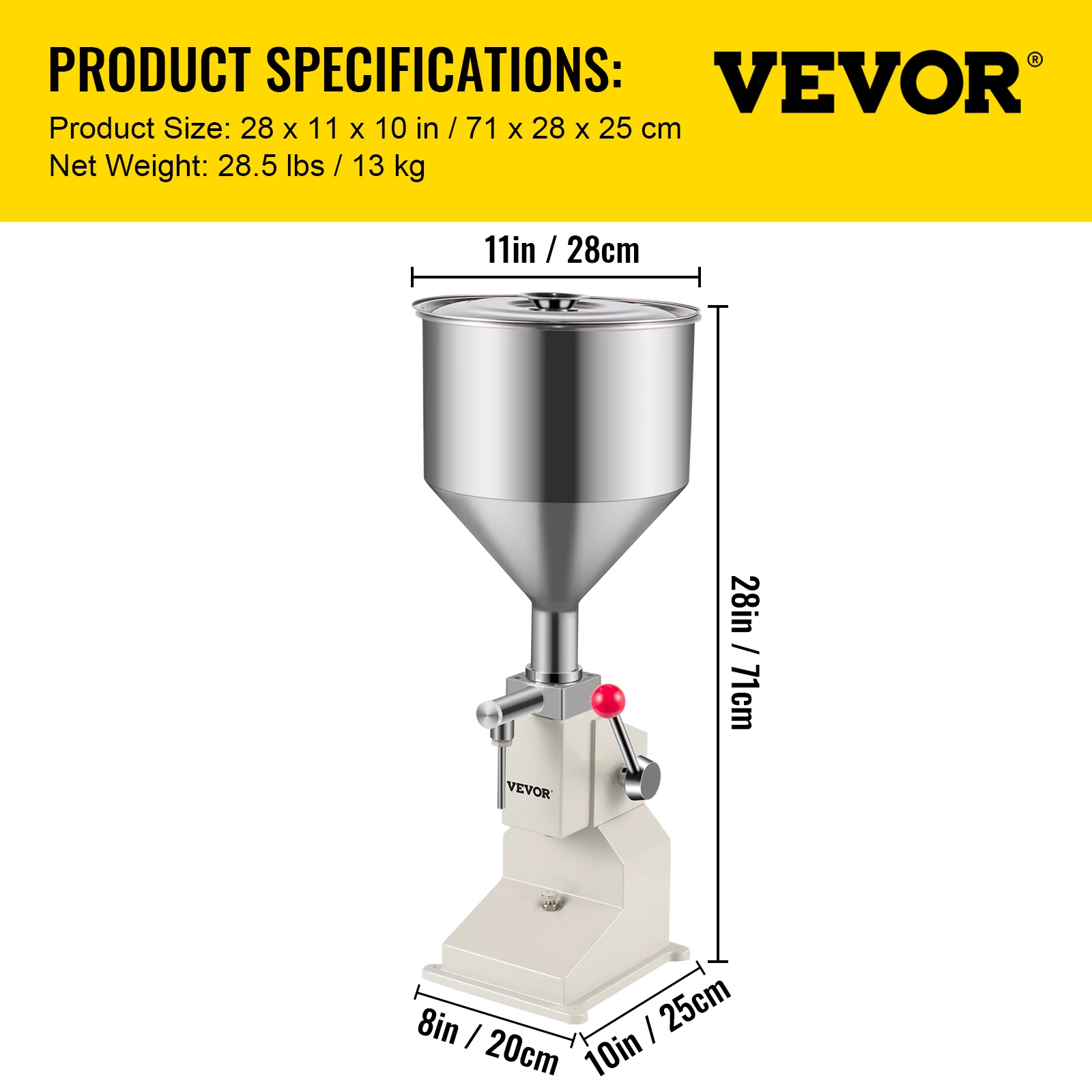 VEVOR Macchina di Riempimento Liquido Manuale, A03 Capacità 22 Libbre 20-30 volte/min Riempitrice di Liquidi in Acciaio Inossidabile per Settori Farmaceutico, Cosmetico, Pesticidi e Altri Particolari
