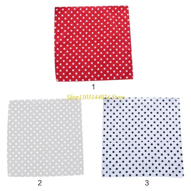 N5KE 55x55cm Women Unisex Vintage Large Polka Dot Square Scarf Cotton Sport for Head