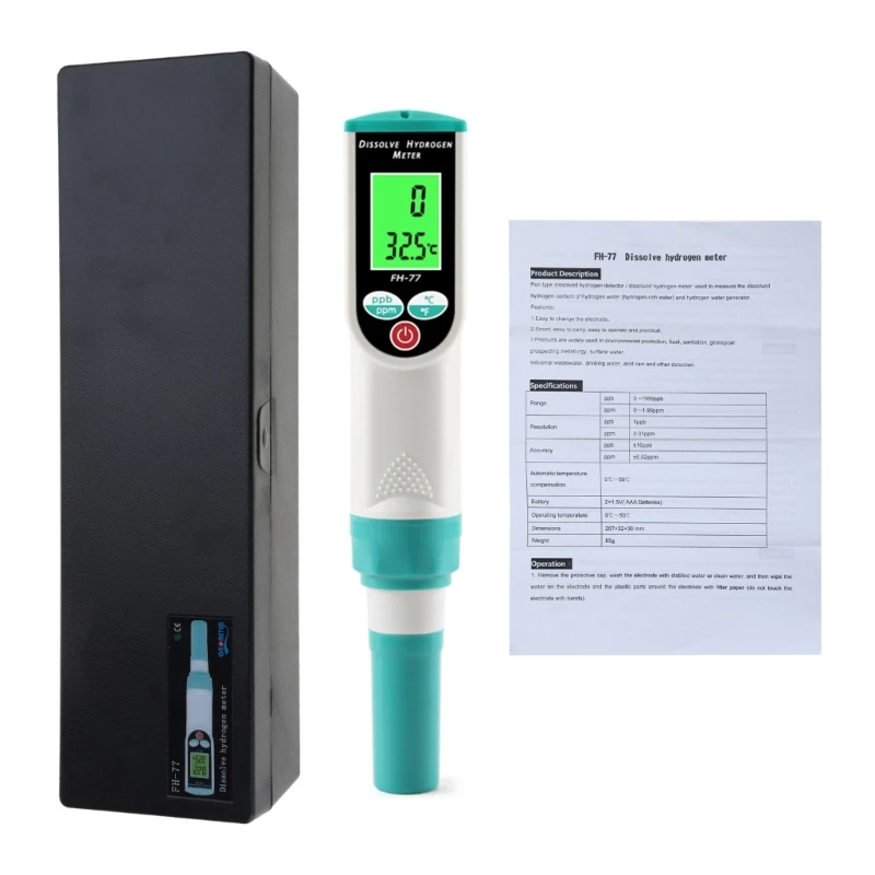 Dissolved Hydrogen Meter DH Meter 0-1999 Ppb/0-1.99 Ppm Drinking Water Tester Dropship