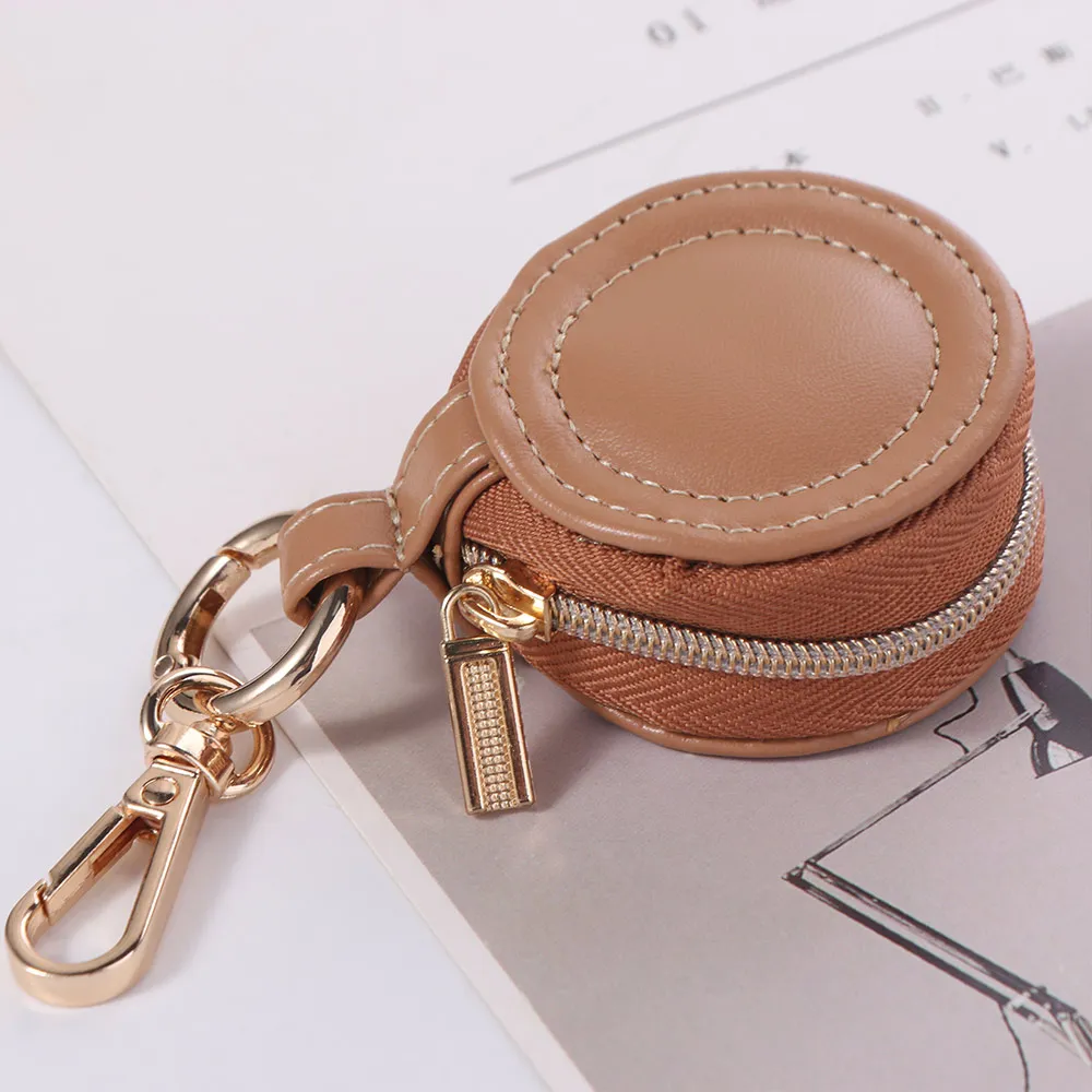 

Mini Portable Jewelry Storage Bag Round Necklace Ring Storage Case With Keychain Display Earring Organizer Jewelry Box Women