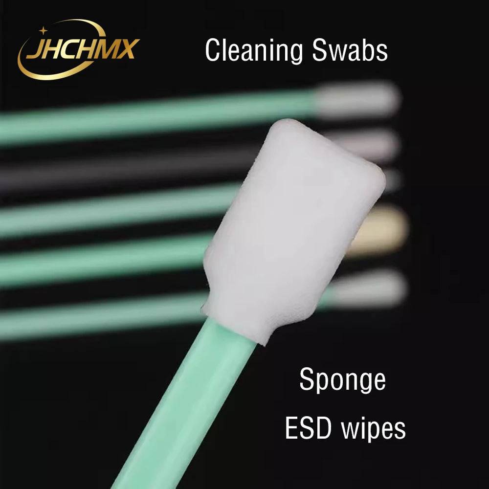 

JHCHMX 100pcs Cleaning Swabs Sponge ESD Wipes Industry Nonwoven Anti-static Dust Off Wipe Cotton Swab For Fiber Laser Head