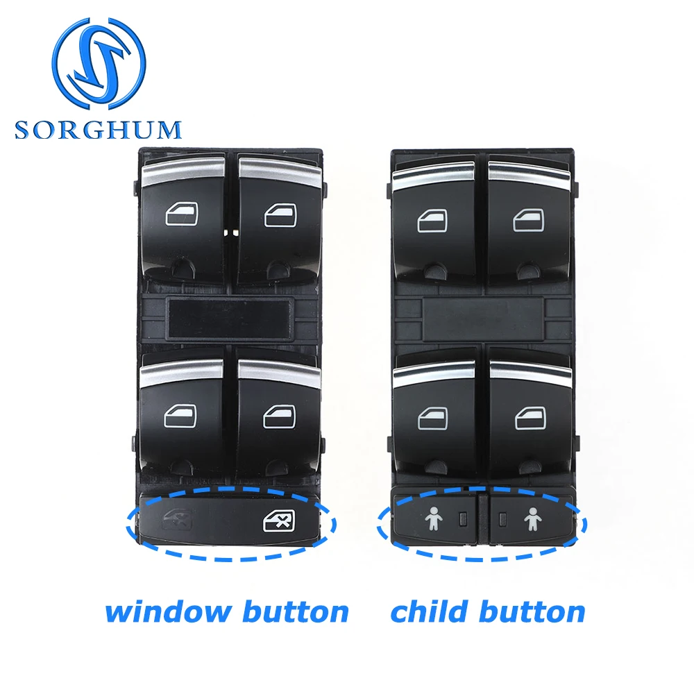 4F0959851H 4F0959851F 4F0959851J 4F0959851G For Audi A3 8p S3 A6 S6 RS6 Q7 Car Chrome Power Window Control Switch 10 Pins Red
