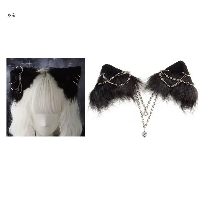 

X5QE Wolf Ear Hairpin Gothic Simple Clip Headdress Cartoon Hairpins Ear