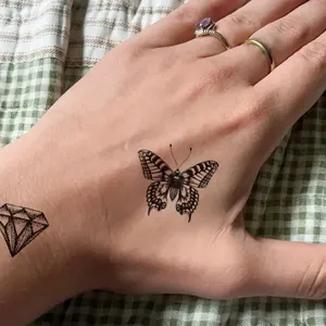 30 قطعة مقاوم للماء ملصق وشم مؤقت أسود نمط صغير ريشة القلب الطيور التعبير الجسم الفن ذراع وشم وهمية نساء رجال أعلى 8 مبيعات الطيور المرأة الوشم - No6