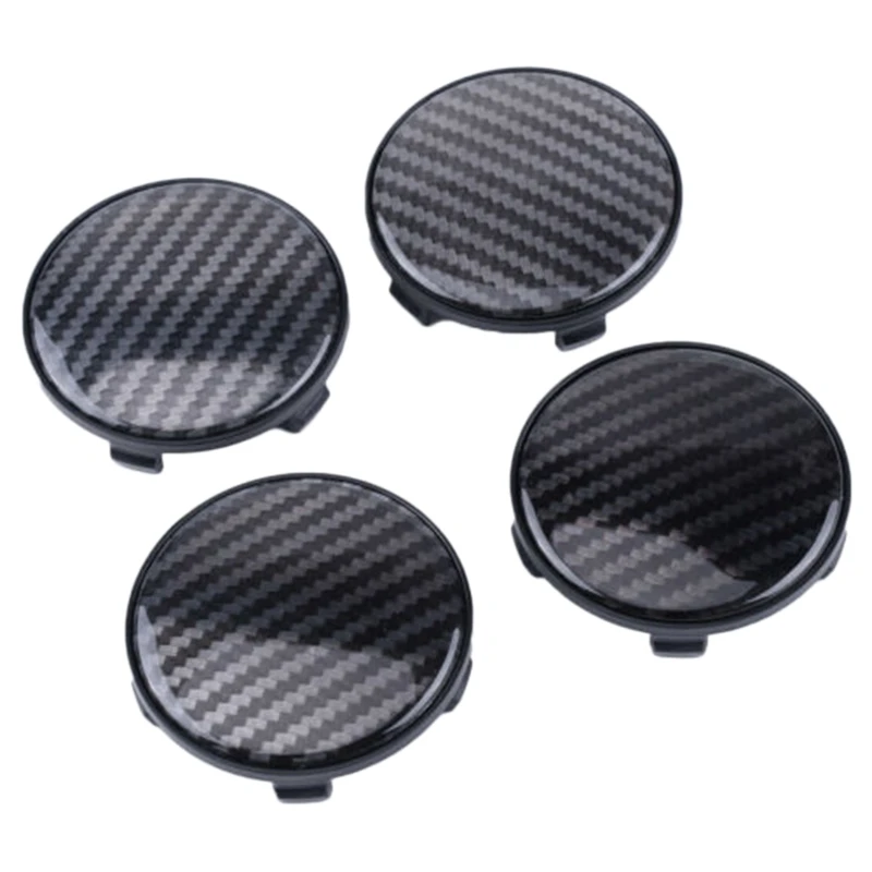 4Pcs Carbon Fiber Racing 58Mm 60Mm Wheel Center Hub Caps Black Wheel Dust-Proof Covers Label Car Styling Auto Accessories