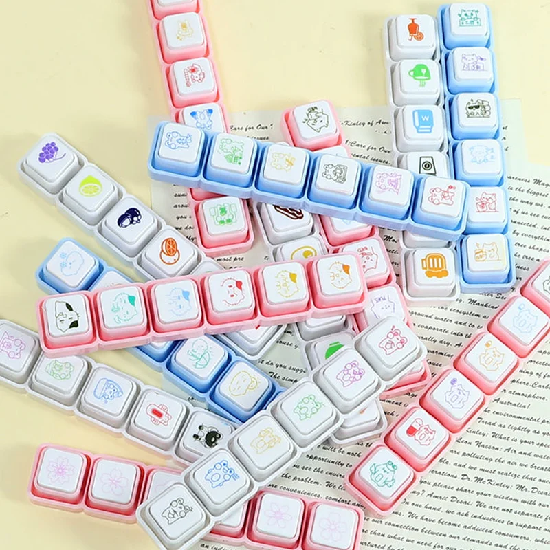 【セール中】ミニ 6 ボタンスタンプかわいいアイコン子供スタンプ事務用品文具ギフト DIY スタンプスクラップブックスタンプ