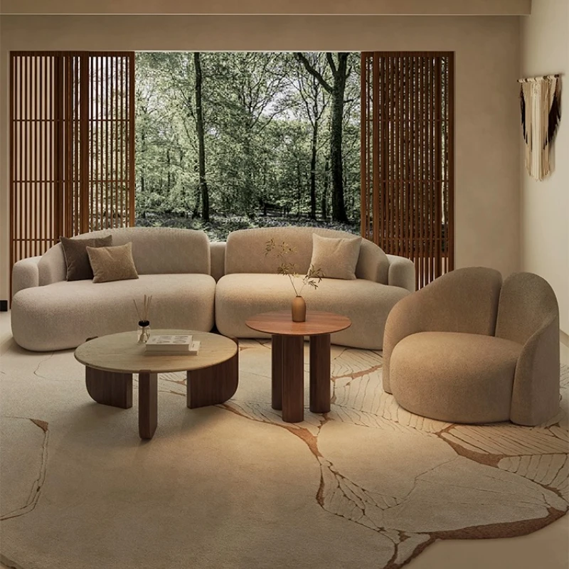 Medieval Style Arc Sofa Alien Rest Area Natural Healing Business Sofa Skin-friendly Lamb Fleece Furniture Living Room Minimalist
