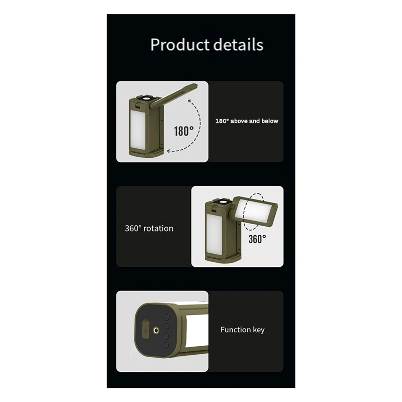 B06C-فانوس تخييم قابل للطي قابل لإعادة الشحن، مصباح LED بقدرة 14000 مللي أمبير في الساعة للخيمة الخارجية، مقاوم للماء IPX5، أضواء تخييم 6000LM