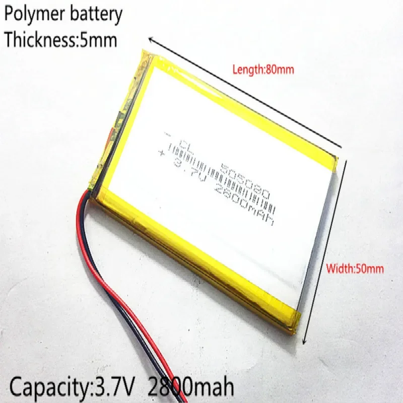 3.7V 2800mAh 505080 Lithium Polymer Li-Po li ion Rechargeable Battery cells For Mp3 MP4 MP5 GPS  mobile bluetooth