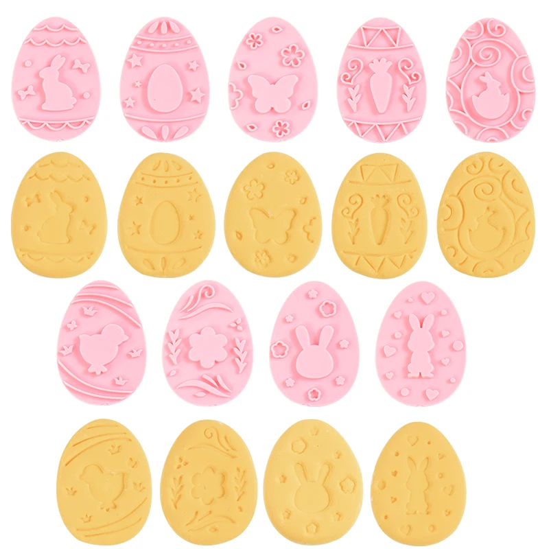 

9pcs/set Easter Rabbit Biscuit Mold Set Bunny Egg Cookie Cutter Embossers 3D Hand Pressing Home DIY Baking Tools Cake Decorating