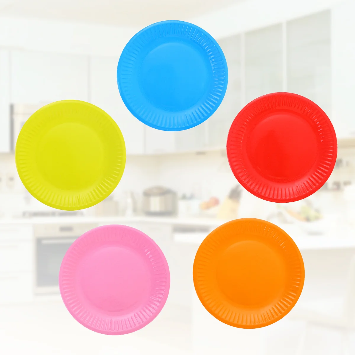 TOYMYTOY 50 Pcs Classic Assorted Color Round All Occasion Disposable Paper Dinner Plates Birthday Party Supplies (Mixed Color)