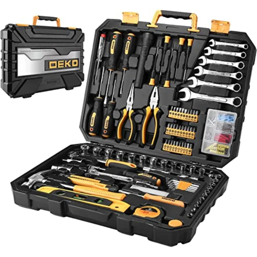 

208 Piece Tool SetGeneral Household Hand Tool Kit Auto Repair Tool Box with Plastic Toolbox Storage Case