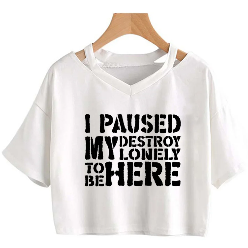 i Paused My Destroy Lonely to Be Here tshirt women comic funny summer Tee girl designer y2k graphic clothing