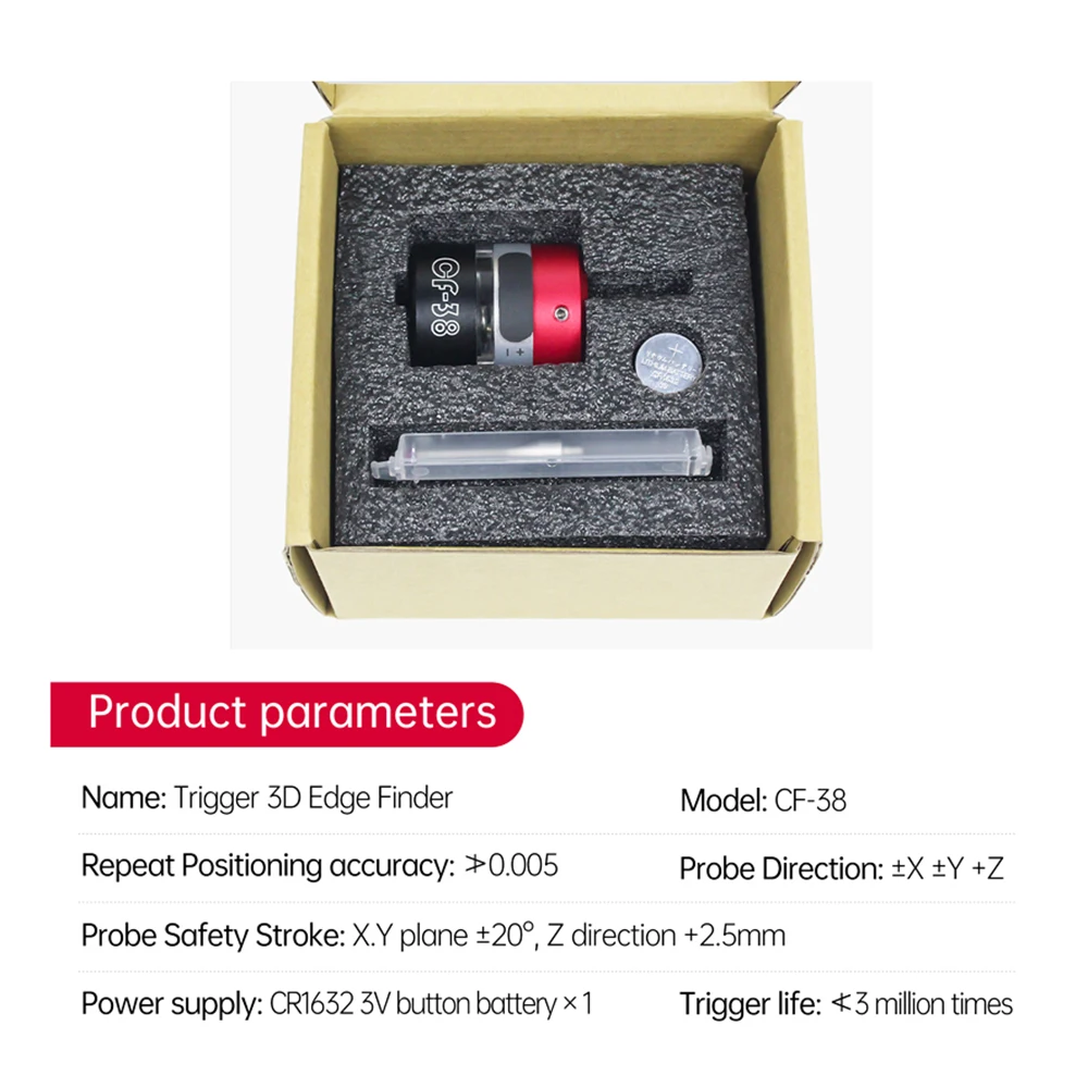 2023 ultimo 3D Edge Finder centro di lavoro fresatrice Cnc sonda di precisione a tre coordinate Centring Rod Tool Setter CF-38