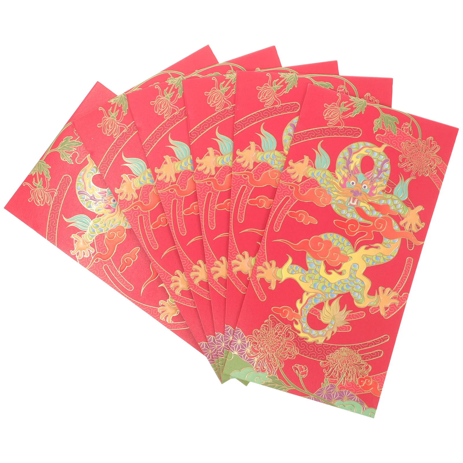 

6Pcs 2024 Chinese Red Envelopes Dragon Theme Paper Money Pouches New Year Red Packets Cute Lunar Year Celebration Gift