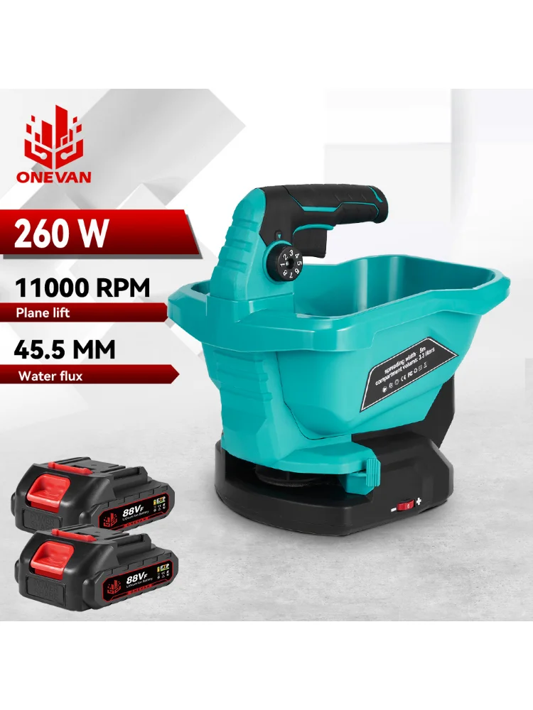 ONEVAN 6-versnellingen elektrische meststrooier Draadloze spreider 140 °   Aanpassing tuin elektrisch gereedschap voor Makita 18V batterijpin - afbeelding 2
