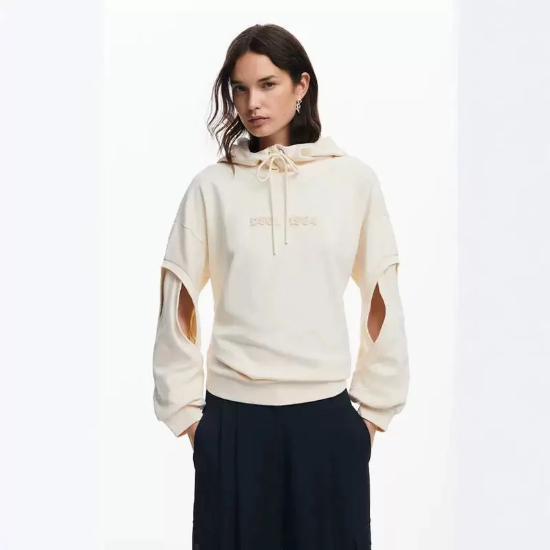 هوديي نسائي أوروبي وأمريكي أصلي إسباني كاجوال بأكمام مجوفة وتصميم فضفاض