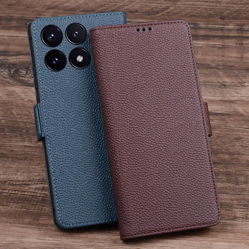 Hot Sales Luxury Genuine Leather Flip Phone Cases For Xiaomi Redmi K70 Pro Leather Half Pack Phone Cover Case Shockproof