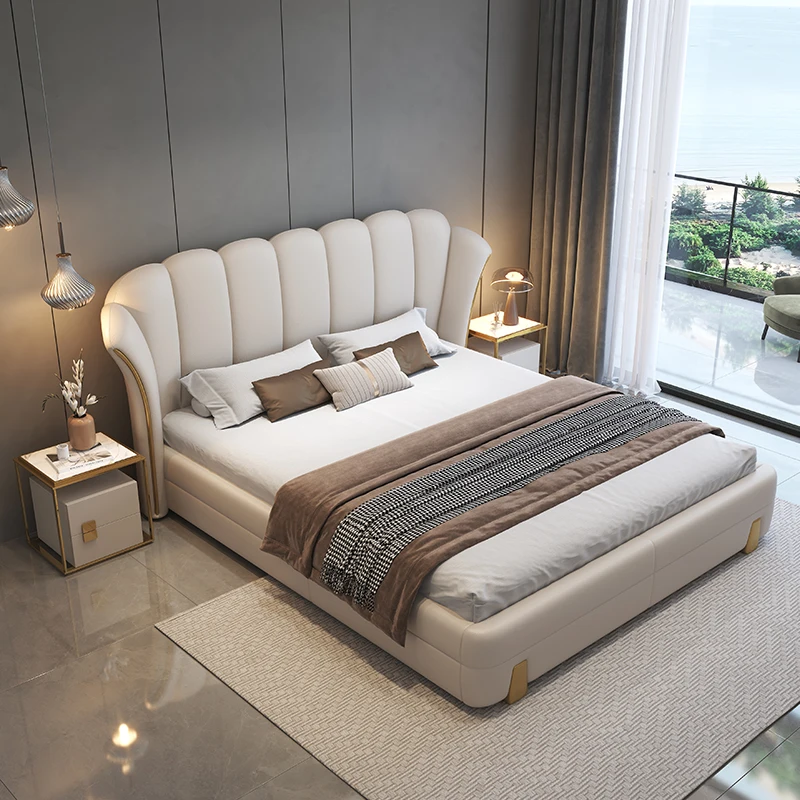 Modern Luxury Wooden Master Bedroom Furniture Soft Up-holstered Beds king Size Double Bed Frame Set with Storage Design Latest