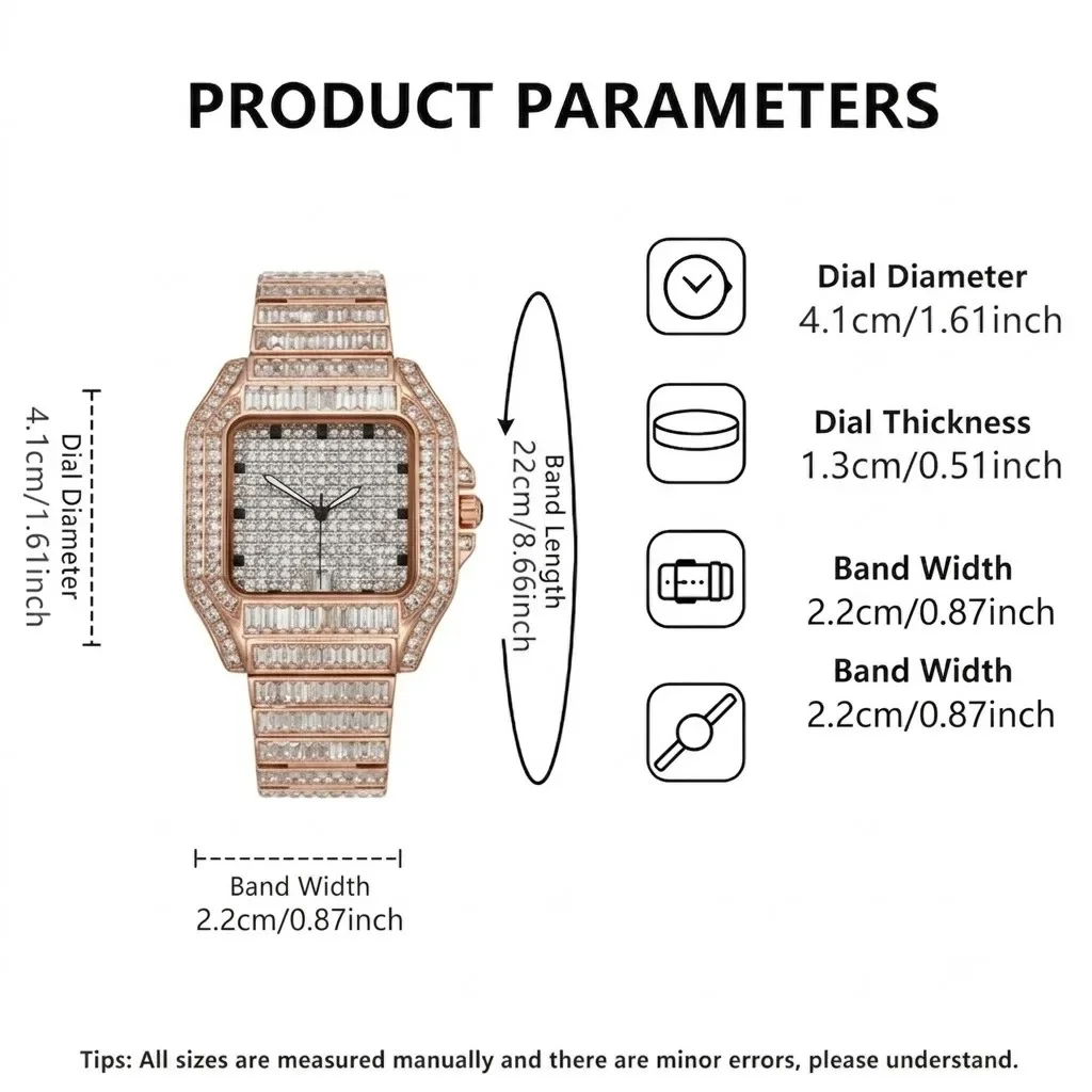 Men's quartz geometry watch, strip shape strap, high street trend style free bracelet